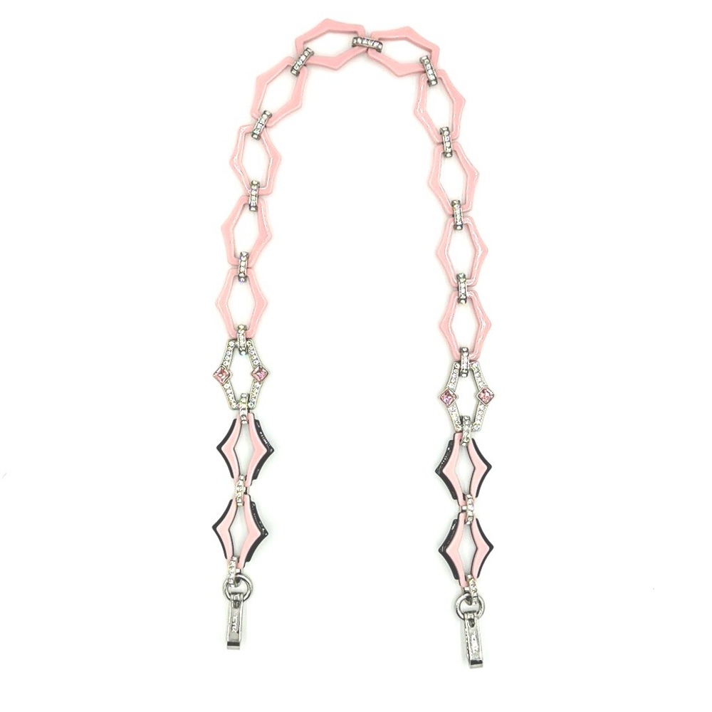 Pre-Owned Authentic PRADA PETAL PINK PLEXIGLASS ART DECO CRYSTAL BAG STRAP